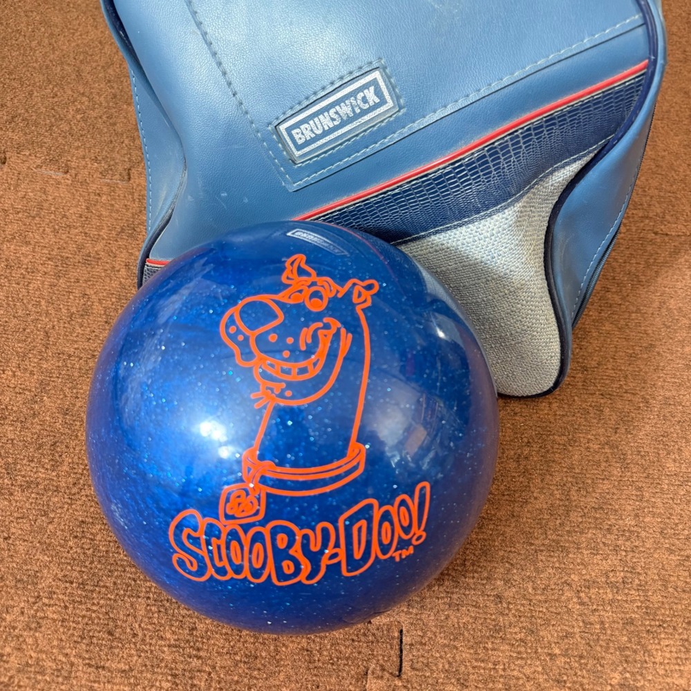 Brunswick Scooby-Doo Bowling‎ Ball 7 lbs Undrilled Blue Glitter & Vintage Bag